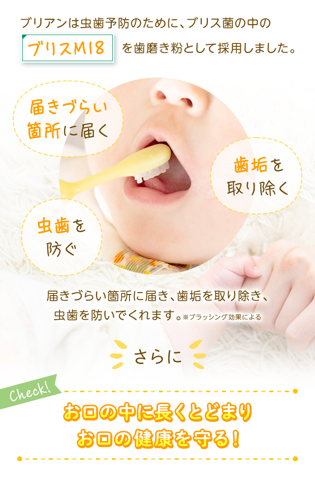 お口の中に長くとどまりお口の健康を守る