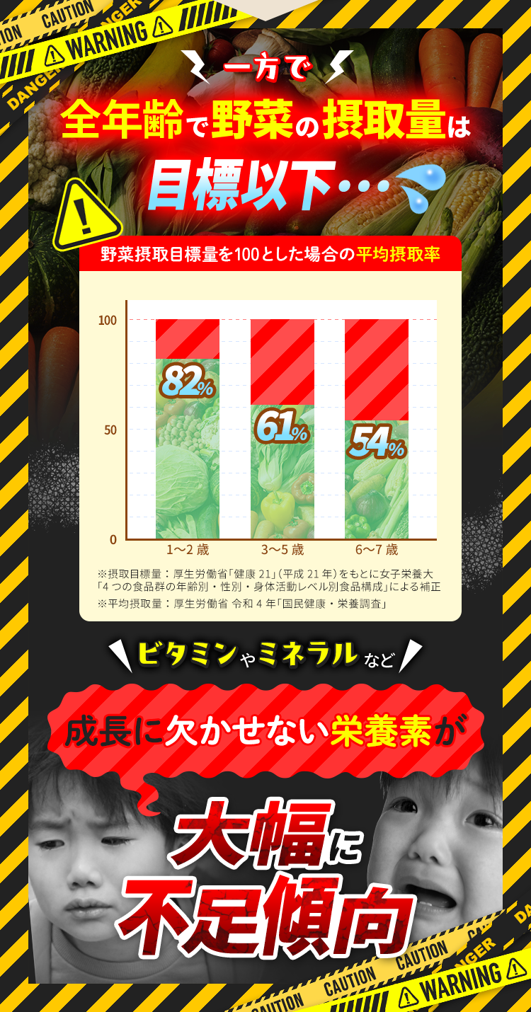 全年齢で野菜の摂取量は 目標以下…